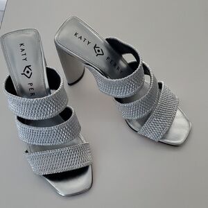Katy Perry Collections Silver Heeled Sandals with Modern Design